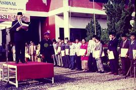 Amanat Pembina upacara oleh Prof. Chairuddin P. Lubis di Peringatan Hari Pendidikan Nasional, 2 M...